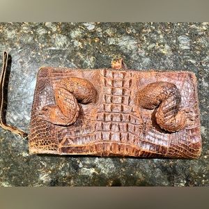 Vintage leather alligator clutch